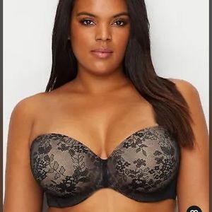 - Curvy Couture BLACK Strapless Sensation 7-Way Uplift Bra, US 36DDD, UK 3…